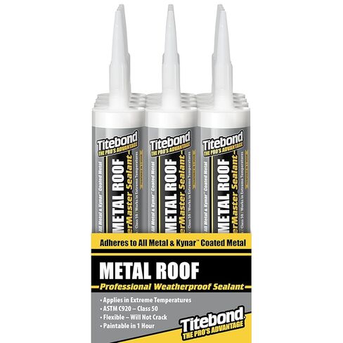 Titebond WeatherMaster Metal Roof Sealant, Silver 62611 (12 Pack) – Premium Polymer Caulk for Aluminum, Copper, Galvanized Steel & Coated Metals, UV-Resistant – 9.5 Oz. Cartridges in Saudi Arabia