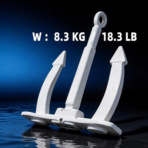 18.3 lb Professional Navy Anchor - High-Strength Cast Steel (Not Cast Iron) - Heavy Duty Marine Mooring Anchor, Yachts & Fishing Boats in Kuwait