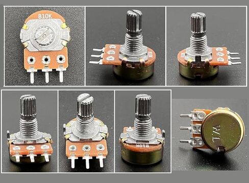JZK 10pcs B10K potentiometer knob with 6mm shaft, linear taper rotary volume B 10k potentiometer knob, B10K Ohm 3 terminal rotary potentiometer with cap, nuts and washer in Saudi Arabia