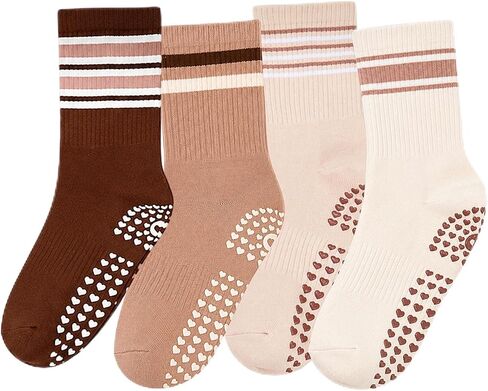 Jspupifip 4 Pairs Women Non-Slip Yoga Socks Cute Ruffle Grippy Socks for Pilates Barre Ballet Fitness Workout in Saudi Arabia
