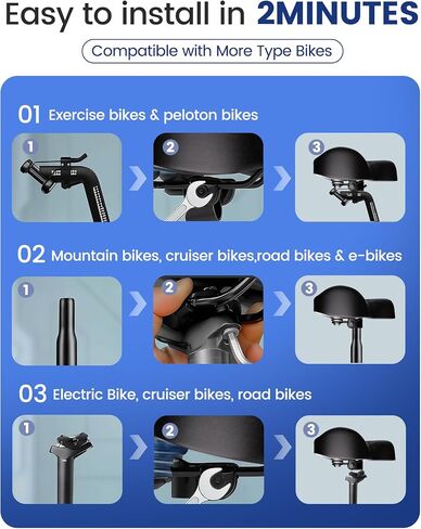 Oversized Bike Seat, 12"x14" Extra Wide Bicycle Seat Cushion for Men & Women,580 lbs Capacity,Dual Shock Absorbing,Memory Foam Padded Saddle for Peloton,Stationary Exercise Bike,Ebike,Cruiser in Saudi Arabia