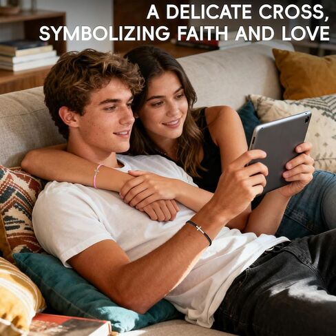 2Pcs Adjustable Cross Couples Bracelets for Men Women, Valentines Gifts for Her Him Boyfriend Girlfriend Matching Bracelets for Couples, High-Strength Woven Rope, Anniversary Valentines Christmas Friendship Bracelets Gift for Him Her in Kuwait
