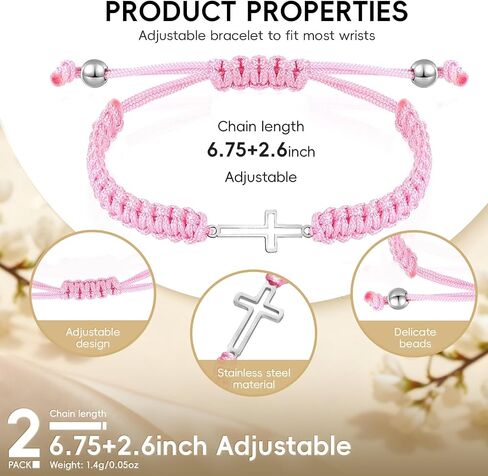 2Pcs Adjustable Cross Couples Bracelets for Men Women, Valentines Gifts for Her Him Boyfriend Girlfriend Matching Bracelets for Couples, High-Strength Woven Rope, Anniversary Valentines Christmas Friendship Bracelets Gift for Him Her in Kuwait