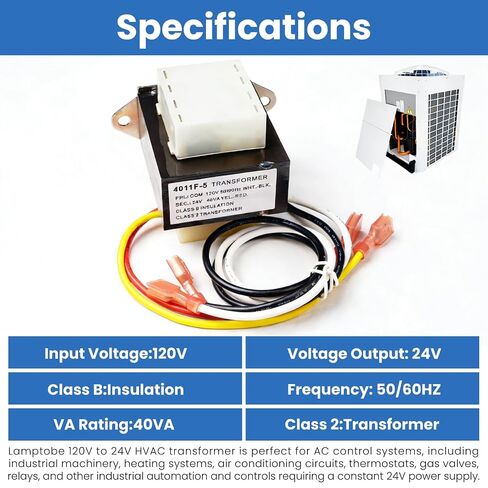 46-24124-06 4011F-5 محول HVAC 120 فولت إلى 24 فولت 40VA بديل لفرن Rheem Ruud، أجزاء فرن Basler Electric BE161640GDD، محول فرن HVAC 4011F-5، حامل بفتحتين in Kuwait