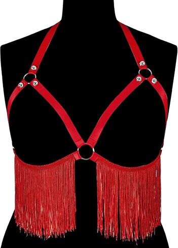 Large Size Tassel Bra Body Gothic Harness for Women Plump Lingerie cage Punk Plus Size Festival Rave Belt Halloween Top in Saudi Arabia