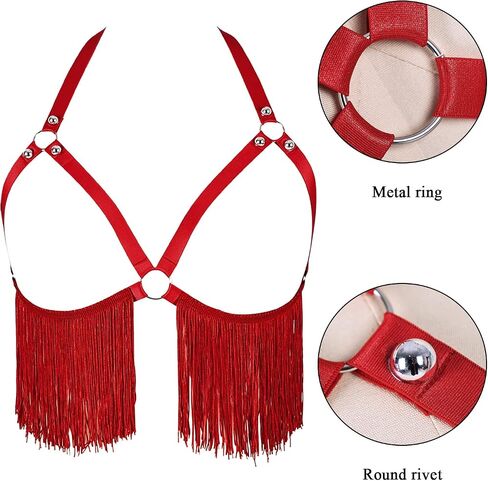 Large Size Tassel Bra Body Gothic Harness for Women Plump Lingerie cage Punk Plus Size Festival Rave Belt Halloween Top in Saudi Arabia