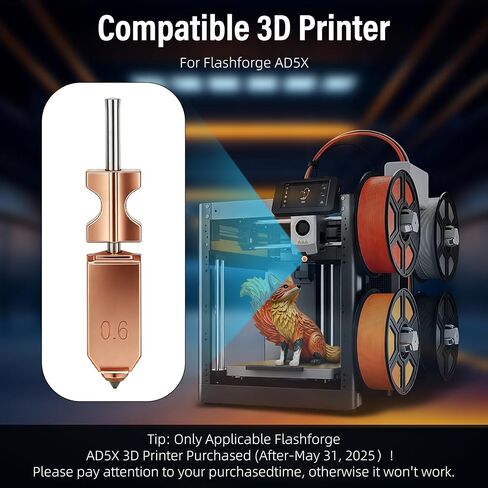 Upgraded Compatibility with Flashforge AD5X Nozzle Kit - 0.25MM 0.4MM 0.6MM Nozzles with Extra 3X Silicone Cover 3X Nozzle Brush, High Flow 32mm³/s Hotend Kit for 3D Printer Part in Saudi Arabia
