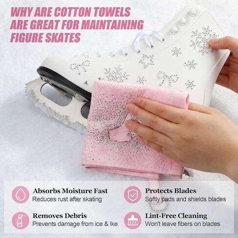3 Pcs Rhinestone Ice Skate Wipe Cloth Ice Skating Towels for Cleaning Personalized Bling Towels for Figure Skaters Gifts for Skates Lovers Sports Team in Saudi Arabia