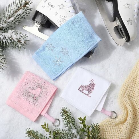 3 Pcs Rhinestone Ice Skate Wipe Cloth Ice Skating Towels for Cleaning Personalized Bling Towels for Figure Skaters Gifts for Skates Lovers Sports Team in Saudi Arabia