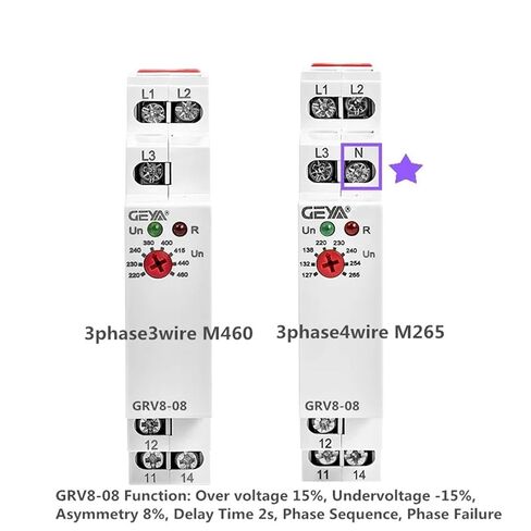 مرحل حماية جهد الطور 3 مرحل حماية فشل الطور 8A 10A 1SPDT 2SPDT(GRV8-06D,M460 3Phase3Wire) in Kuwait