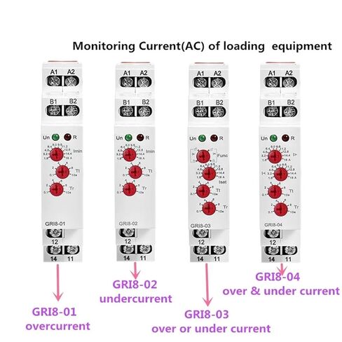 GRI8 نطاق مراقبة التتابع الحالي مفتاح التيار الزائد 0.05A-16A AC24-240V أو DC24V (GRI8-04,0.2-2A) in Kuwait