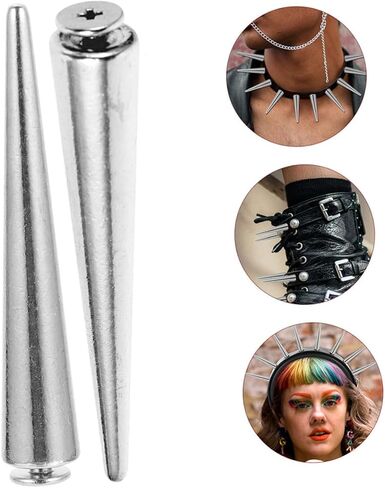DOITOOL 10pcs Silver Punk Metal Rivets Studs for Clothing and Bags DIY Crafting Spikes for Jackets and Backpacks, Decorative Metal Studs Accessories for Punk Style in Kuwait