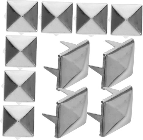 ULTECHNOVO 500pcs 10mm Square Pyramid Metal Studs Rivets Silver Four-jaw Punk Spikes for Clothing Shoes Bags DIY Leathercraft Accessories in Kuwait