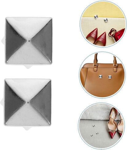 ULTECHNOVO 500pcs 10mm Square Pyramid Metal Studs Rivets Silver Four-jaw Punk Spikes for Clothing Shoes Bags DIY Leathercraft Accessories in Kuwait