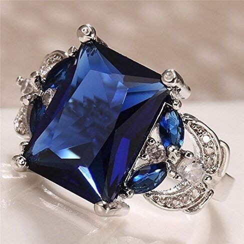 Duan 925 Silver Huge Natural 4Ct Tanzanite Ring Bridal Wedding Engagement Size 6-10 in Saudi Arabia