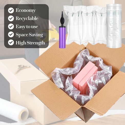400 Pcs Bubble Wrap Packing Inflatable Air Pillows with Pump for Shipping Supplies Alternative to Packing Peanut Box Filler Purse Stuffer Heavy Duty 7.8x3.5 Inch in Kuwait