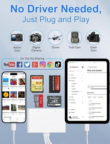 Memory Stick Pro Duo Adapter Reader - 4in3 SD/TF/MS/CF/CF/XD READER إلى جهاز USB -C/Lightning/USB ، محول بطاقة صور CARD Multi SD لـ iPhone 16/15/14/PAD/PC/Android/iOS/IOS/Sony Cybershot in Kuwait