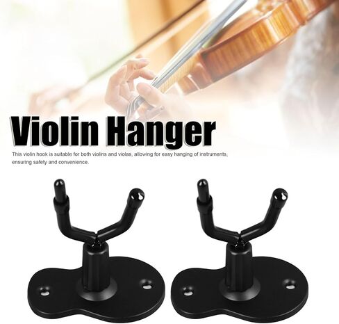 Violin Hanger Wall Mount for Violin Viola 2 Pack, Adjustable Heads Non Slip Rubber Hook for Music Room Studio, Iron Construction Holds Up to 22 lbs Secure Storage in Kuwait