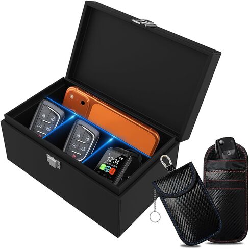 Faraday Box مع حقائب فاراداي لمفاتيح السيارات ، حامي Faraday Key Fob ، Faraday Cage Key Fob Signal ، صندوق حظر الإشارة لمفاتيح السيارة in Kuwait