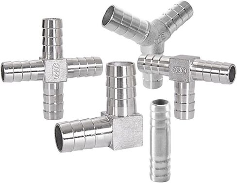1PCS 6 8 10 12 16 20 32mm T Type Y Type Tee 304 Stainless Steel Barb Pipe Fitting 2 3 4-Way Water Gas Hose Connector Barbed Adapter(Straight,20mm) in Kuwait
