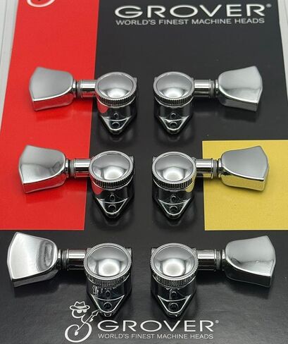 Grover 502CK ROTO-GRIP قفل موالفات الجيتار الدوارة، مجموعة آلات الضبط 3+3 18:1 مفاتيح ضبط الكروم ورؤوس الموالفة وزر حجر الزاوية مع حزمة قماش Tonebird Dunlop البولندية in Kuwait