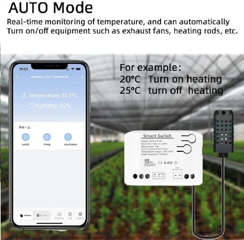 Zigbee 1 Channel 10A Smart WiFi Temperature and Humidity Controller with Extendable Probe Sensor ,USB & DC 7-32V, App Control,Greenhouse,Pet Breeding,Incubator,Reptile,Alexa/tuya zigbee hub Required in Kuwait
