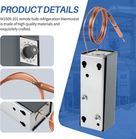 W1609-101 Refrigerator Thermostat Temperature Controller, -30°F to 90°F (-34°C to 32°C) Range, 5ft Capillary Length, Universal Cold Control for Freezers & Coolers, Replaces W1609101 in Kuwait