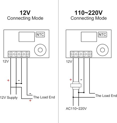 2PCS Digital Thermostat Controller -58F to 230F Programmable Heating Cooling Switch 12V DC with Waterproof NTC Sensor Dual Color LED Display for HVAC Aquarium in Kuwait