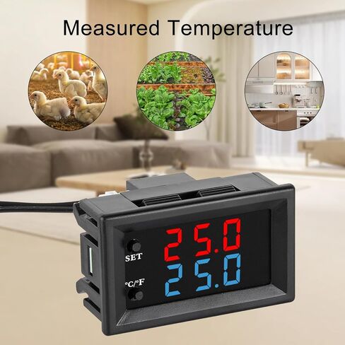 2PCS Digital Thermostat Controller -58F to 230F Programmable Heating Cooling Switch 12V DC with Waterproof NTC Sensor Dual Color LED Display for HVAC Aquarium in Kuwait