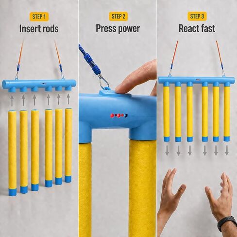 لعبة Reflex Challenge Drop Stick، جهاز تحكم عن بعد 3 سرعات قابلة للتعديل، لعبة تحدي Reflex Drop Sticks، (أزرق) in Kuwait
