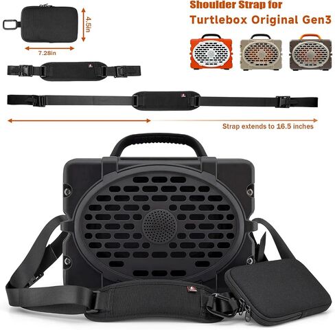 حزام كتف لمكبر صوت بلوتوث Turtlebox Original Gen 3، حزام حمل مبطن قابل للتعديل للسفر مع وسادة كتف سميكة وجيب ملحق للمشي لمسافات طويلة والشاطئ والحفلات الخارجية in Kuwait