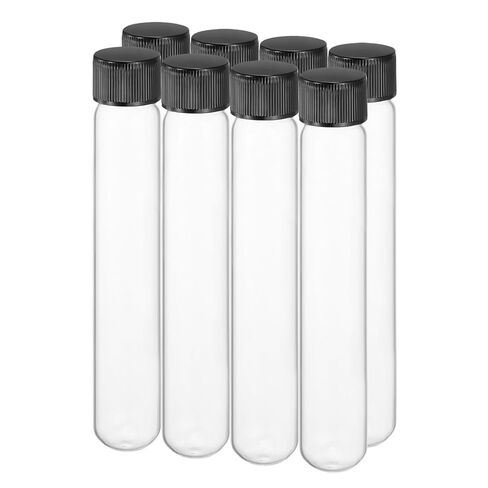PATIKIL 13ml Test Tubes with Caps, 8pcs Glass Test Tubes Clear Round Bottom Test Tube Containers with Plastic Cap for Bead Candy Bath Salt Storage Scientific Experiment Plant, 15mmx100mm in Kuwait