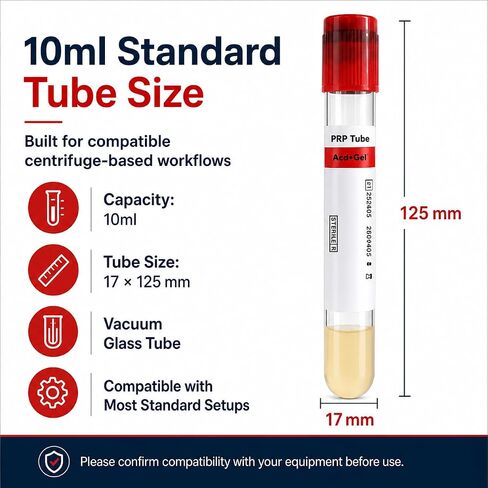 50PCS 10ml PRP Tubes with ACD + Gel, Vacuum Glass Separation Tubes, Individually Wrapped Glass Tubes for Laboratory Research and Sample Preparation in Kuwait