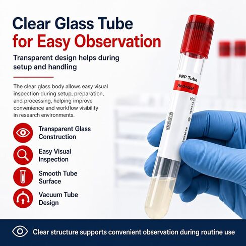 50PCS 10ml PRP Tubes with ACD + Gel, Vacuum Glass Separation Tubes, Individually Wrapped Glass Tubes for Laboratory Research and Sample Preparation in Kuwait