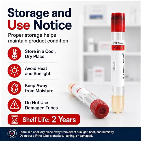 50PCS 10ml PRP Tubes with ACD + Gel, Vacuum Glass Separation Tubes, Individually Wrapped Glass Tubes for Laboratory Research and Sample Preparation in Kuwait