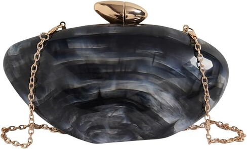 QWINEE Women's Shell Clutch Purse Seashell Evening Handbag Cocktail Wedding Purse Marble Clutch with Chain Strap in Saudi Arabia