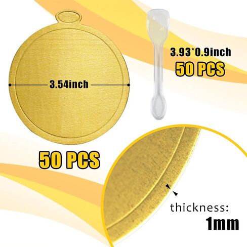 50PCS 3.6 Inch Mini Cake Boards Paper Plates Circle Dessert Boards with Tasting Spoons for Cupcake Tiny Dessert Display Trays, Wedding Birthday Party Supplies in Kuwait