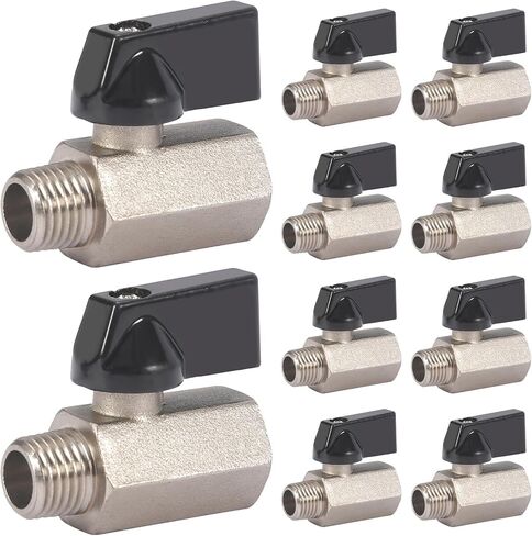 10 حزمة 1/4 ''صمام كروي نحاسي صغير 1/4 بوصة أنثى × ذكر صمام كروي ملولب NPT صمام إيقاف تركيب السباكة للمياه والغاز والنفط in Kuwait
