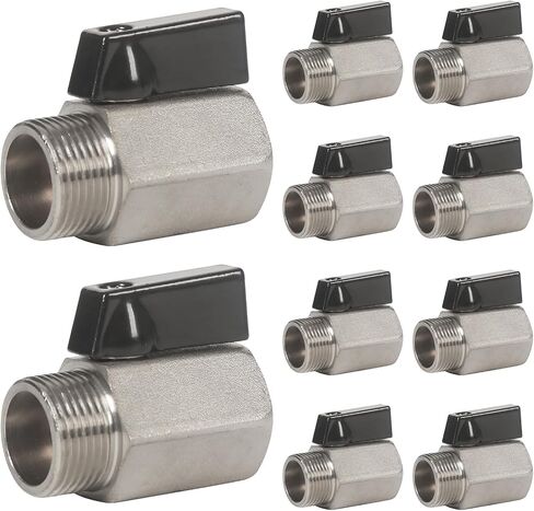 10 حزمة 1/4 ''صمام كروي نحاسي صغير 1/4 بوصة أنثى × ذكر صمام كروي ملولب NPT صمام إيقاف تركيب السباكة للمياه والغاز والنفط in Kuwait