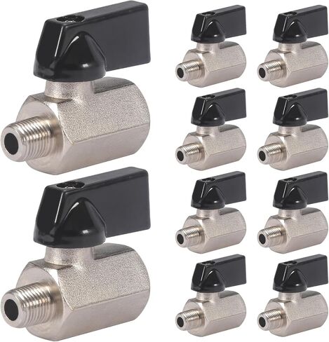 10 حزمة 1/4 ''صمام كروي نحاسي صغير 1/4 بوصة أنثى × ذكر صمام كروي ملولب NPT صمام إيقاف تركيب السباكة للمياه والغاز والنفط in Kuwait
