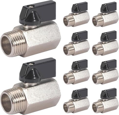 10 حزمة 1/4 ''صمام كروي نحاسي صغير 1/4 بوصة أنثى × ذكر صمام كروي ملولب NPT صمام إيقاف تركيب السباكة للمياه والغاز والنفط in Kuwait