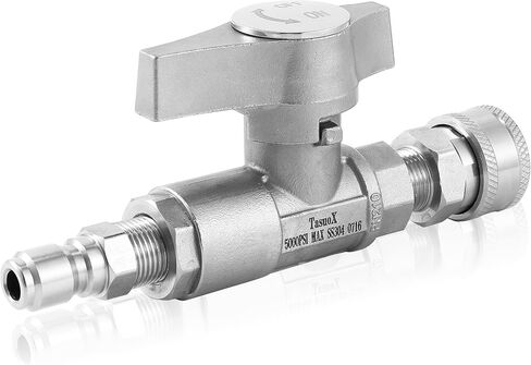 Ball Valve Pressure Washer– 3/8" Quick Connect Shut Off Valve for Power Washer Hose, 5000 PSI, Stainless Steel, Ideal for Fast Switching Between Surface Cleaner & Spray Gun in Kuwait