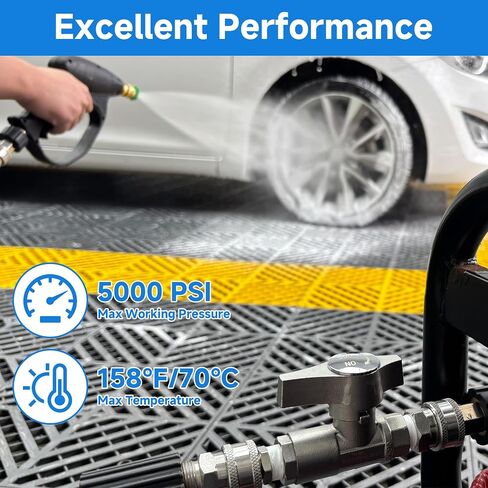 Ball Valve Pressure Washer– 3/8" Quick Connect Shut Off Valve for Power Washer Hose, 5000 PSI, Stainless Steel, Ideal for Fast Switching Between Surface Cleaner & Spray Gun in Kuwait