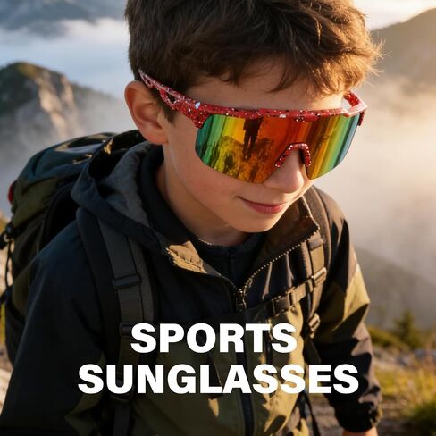 KUGUAOK Youth Baseball Sunglasses for Boys Girls Softball Cycling Sports Sun Glasses for Kids Lightweight Frame Goggles-A in Kuwait