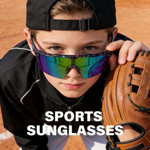 KUGUAOK Youth Baseball Sunglasses for Boys Girls Softball Cycling Sports Sun Glasses for Kids Lightweight Frame Goggles-A in Kuwait