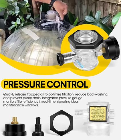 273564Z Manual Air Relief Valve Replacement/Pressure Release Assembly with Gauge for Triton II, TR100C, TR140C Pool & Spa Sand Filters in Kuwait