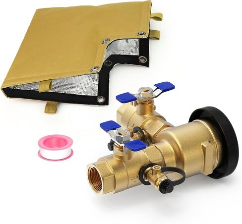 TAISHER 1" Heavy-Duty Brass Pressure Vacuum Breaker- 400 PSI Max Backflow Prevention Valve for Irrigation Systems & Commercial Water with Insulated Freeze Protection Cover Kit in Kuwait