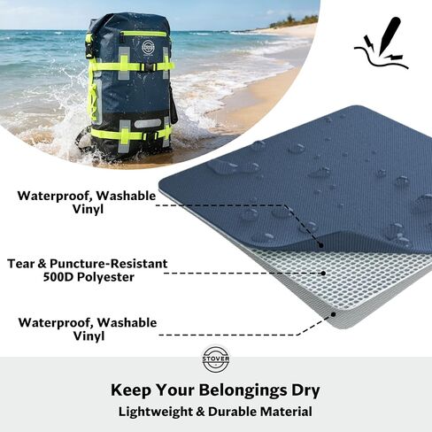 STOVER 40L Waterproof Dry Backpack & Phone Case - X-Large Floating Dry Bag for Kayaking, Travel, Hiking, Fishing, Camping, Motorcycles & Beach, Heavy-Duty Roll Top Men/Women (Navy Blue/Black/Green) in Kuwait