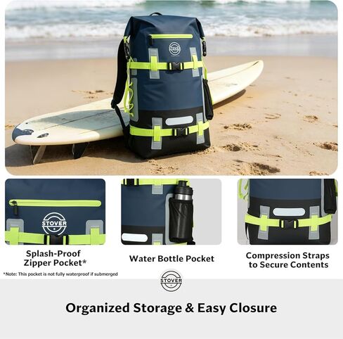 STOVER 40L Waterproof Dry Backpack & Phone Case - X-Large Floating Dry Bag for Kayaking, Travel, Hiking, Fishing, Camping, Motorcycles & Beach, Heavy-Duty Roll Top Men/Women (Navy Blue/Black/Green) in Kuwait