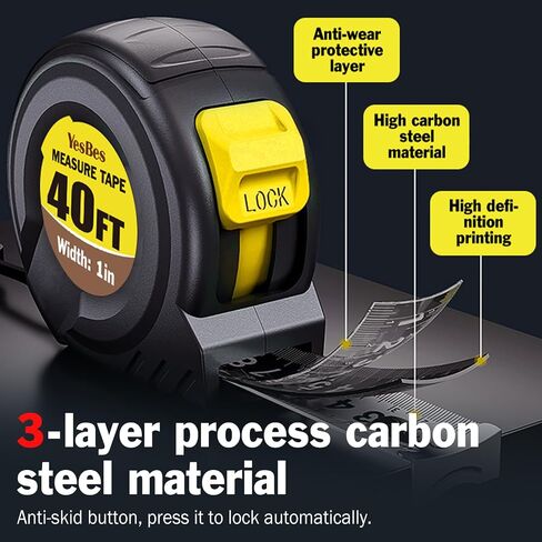 2 Pack Tape Measure 40 ft, Easy Read Measuring Tape Retractable, Measurement Tape 40 FT by 1 in in Kuwait